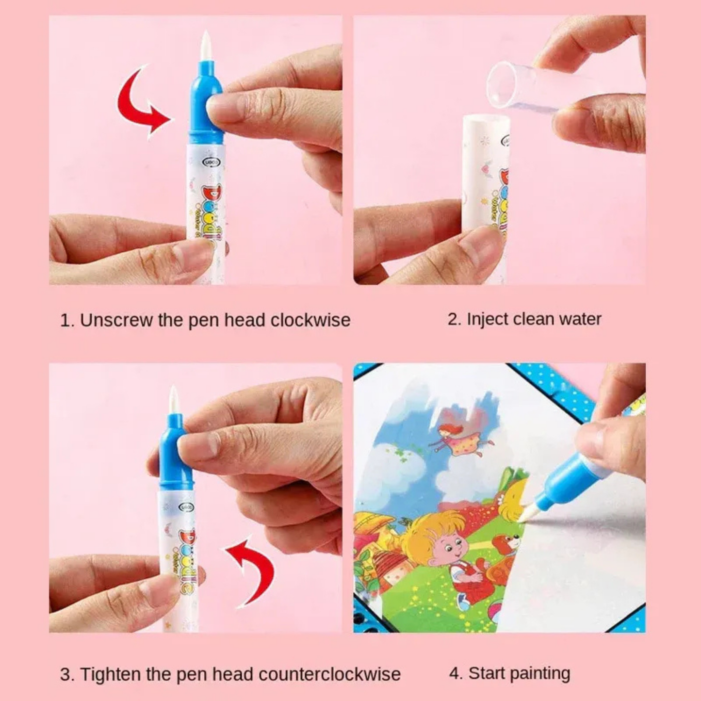 Magic Water Drawing Coloring Book (Set of two)