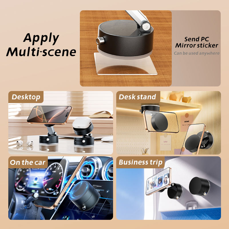 360° Rotatable Magnetic & Suction Cup Mobile Stand | Car, Desk & Travel Phone Holder