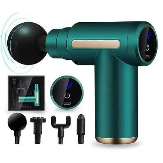 Rechargeable Massage Gun – 6 Speed, 4 Heads, LED Display