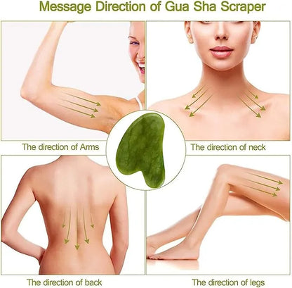 Jade Roller & Gua Sha Set – Natural Stone Face Massager for Anti-Aging, Puffiness & Wrinkle Reduction